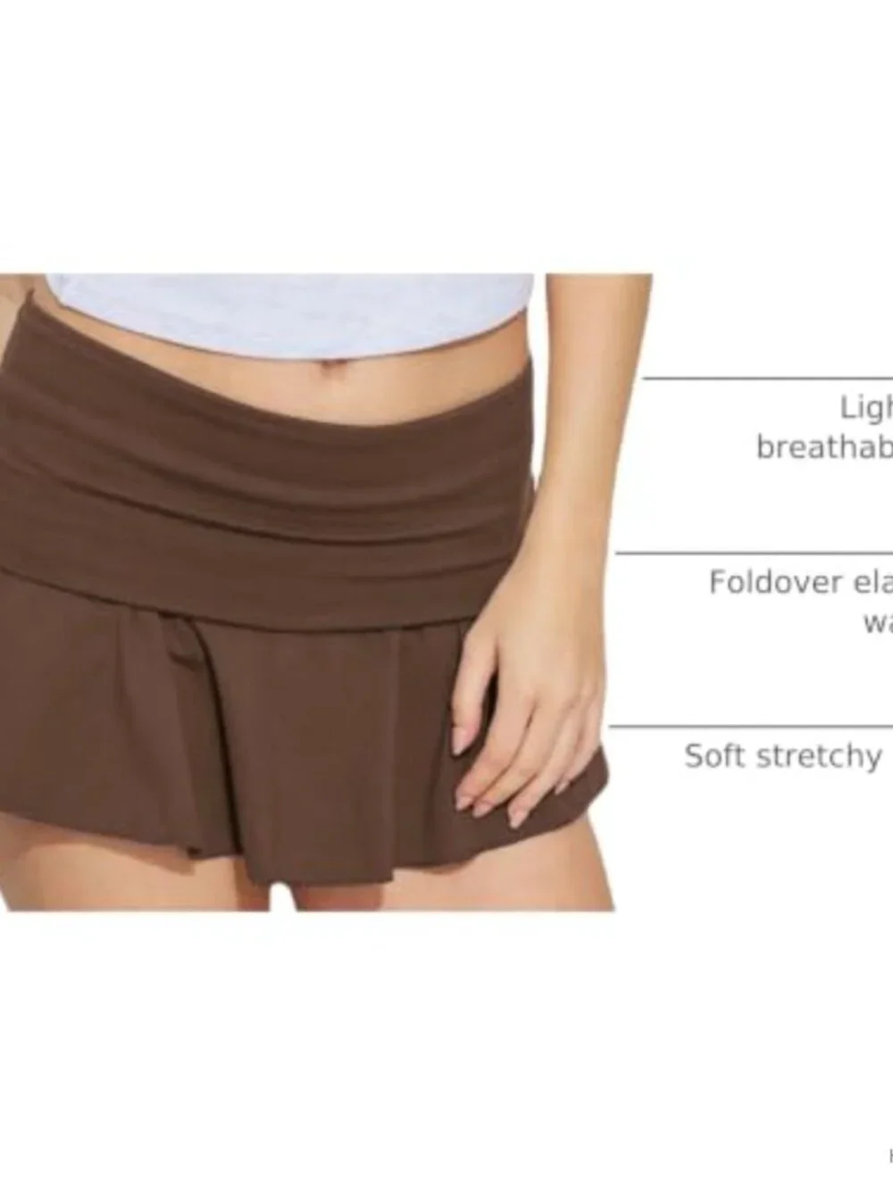 Premium Active Skort with Pockets, Foldover Waist, Soft Stretch